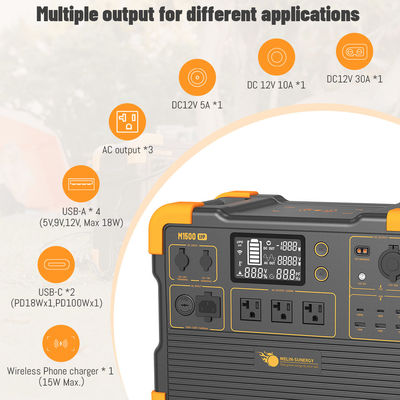 Generator słoneczny UPS 2200W z akumulatorem litowo-żelazowo-fosforanowym (LFP) 1536Wh, wejściem panelu słonecznego 600W i czasem ładowania 2 godziny