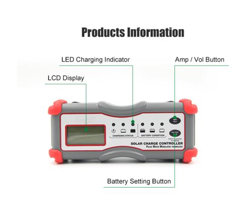 Kontroler ładowania słonecznego PWM 5-stopniowy, cyfrowy, 600W IP65 do systemu ładowania słonecznego