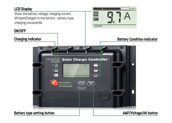 Kompatybilny z 12V/24V Cyfrowy regulator ładowania solarnego z certyfikatem IP22 i 2-letnią gwarancją
