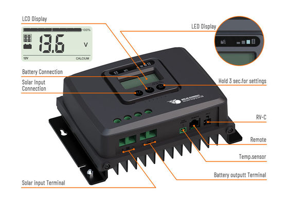 Akumulator LFP z wyłączeniem sieci wyświetlacz cyfrowy 12V/24V MPPT RV Solar Charge Controller